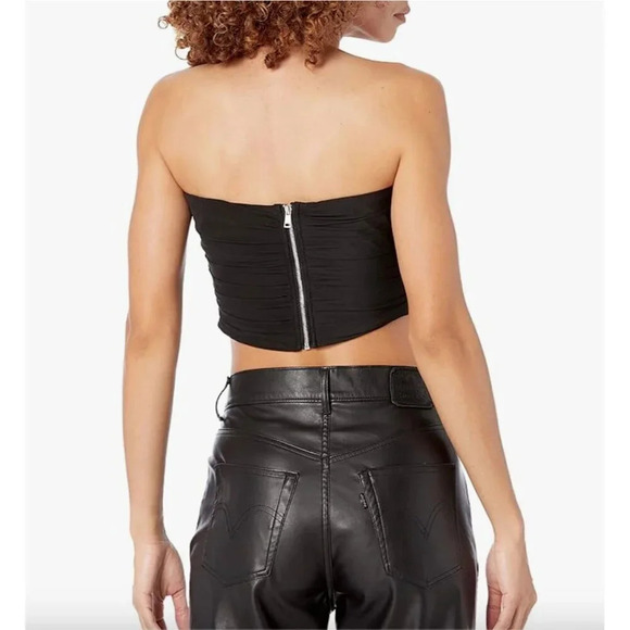 BRAND NEW Steve Madden Women's Size Large Dahlia Corset Boning Zip Up Top Black - Picture 2 of 16